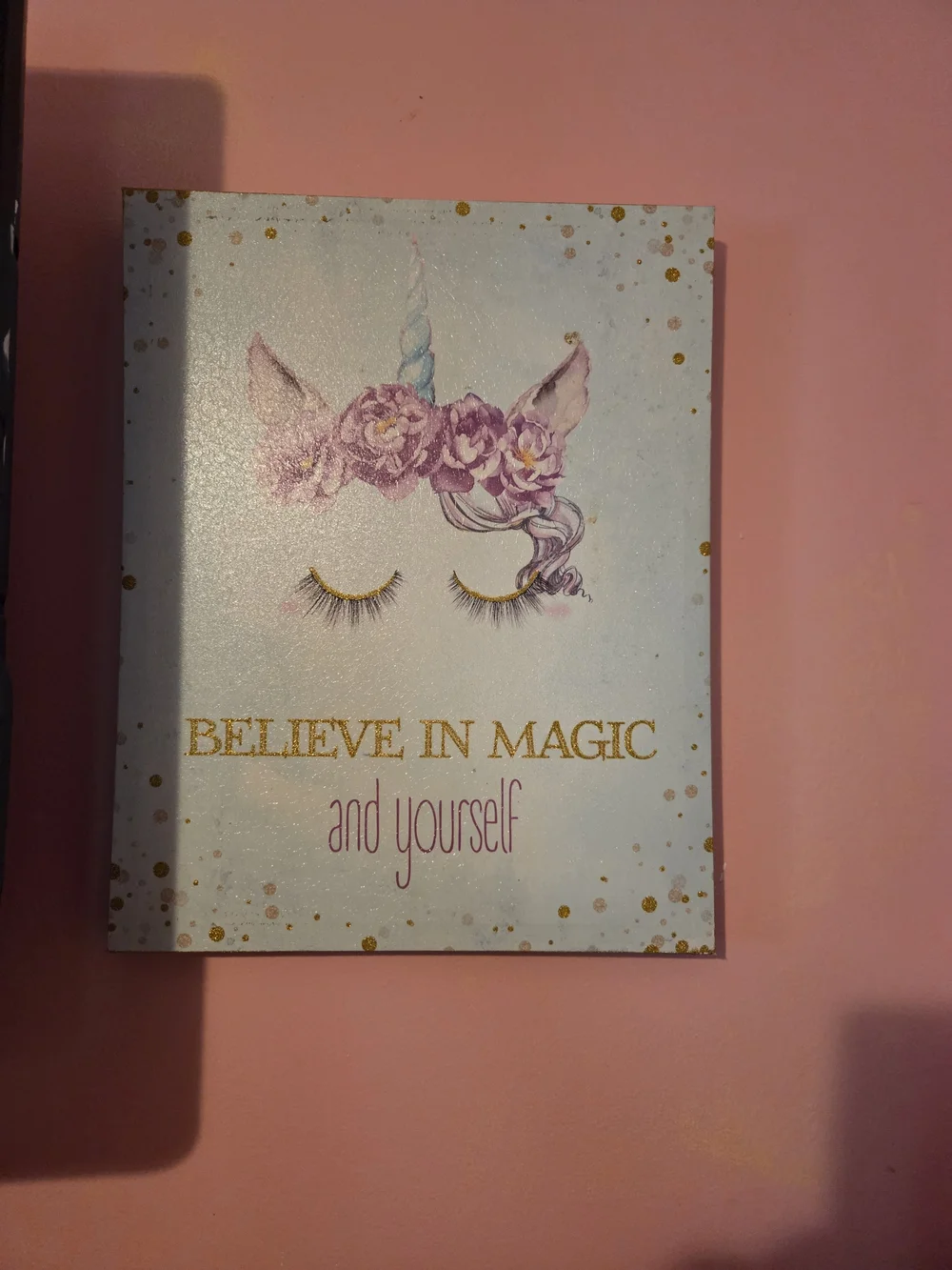 Believe in Magic Unicorn Wall Art - Pink and Gold
